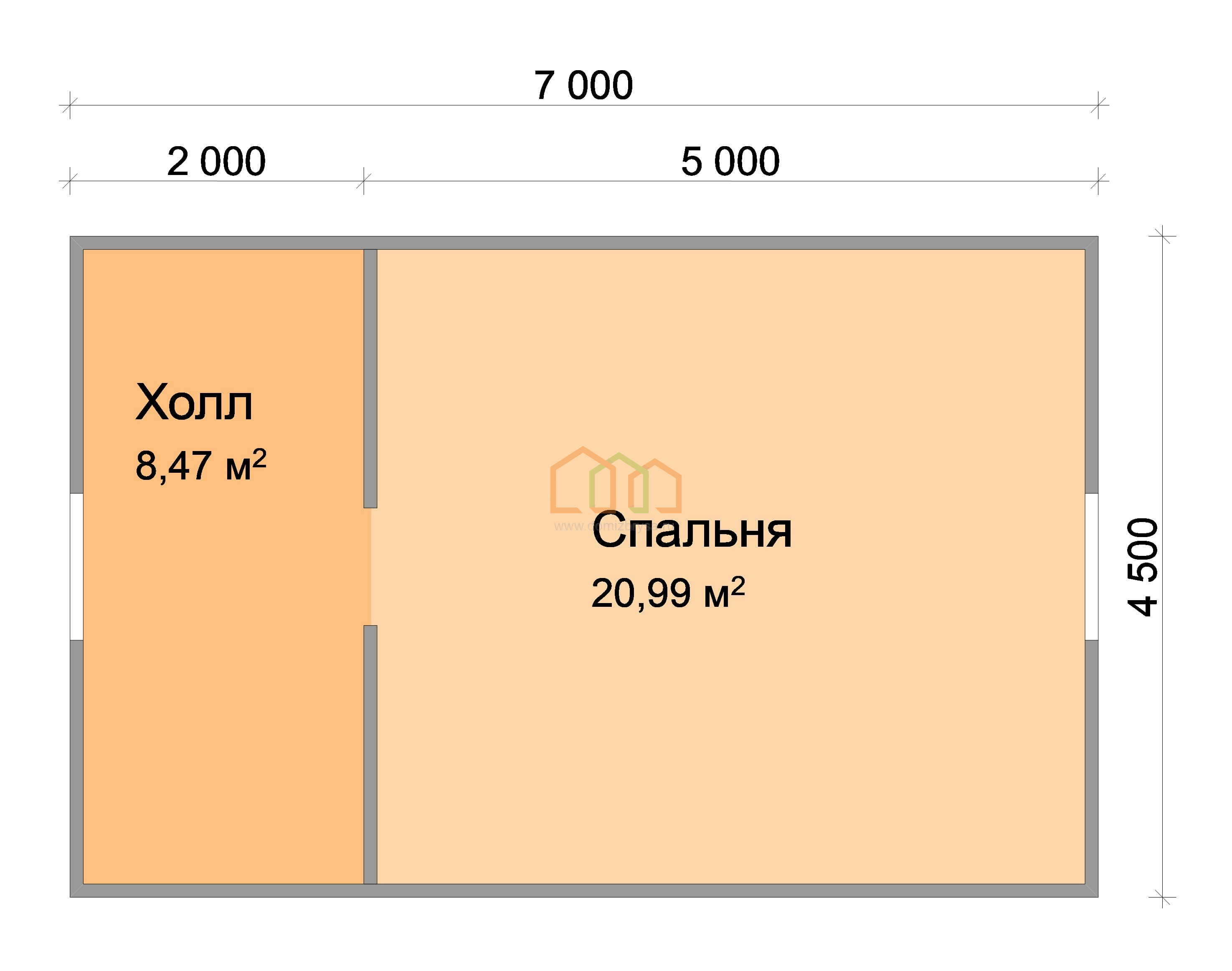 Каркасный дом без отделки 6х7 с мансардой - цена 610000 руб в  Санкт-Петербурге. Площадь: 75,5 м² с крыльцом