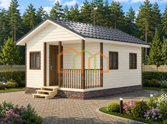 Каркасный садовый домик с террасой Кедр-3 (КТ)